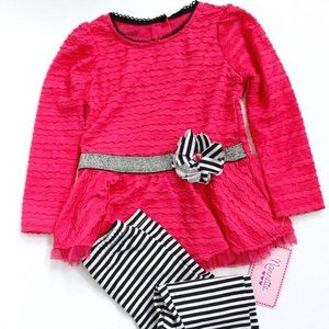 Nannette Girls' 2-Piece Long Sleeve Peplum Top & Legging Set Size 3T